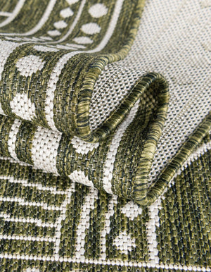 Green 7' 10 x 10' Outdoor Traditional Rectangle Area Rug Weather Resistant for Patio, Deck, Terrace, Balcony, Porch Classical Design Outside Carpet for Sale at Rug Engine