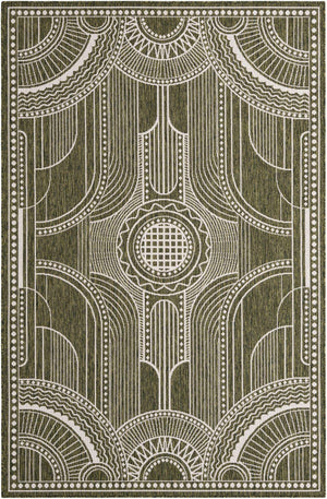 Green 5' 3 x 8' Outdoor Traditional Rectangle Area Rug Weather Resistant for Patio, Deck, Terrace, Balcony, Porch Classical Design Outside Carpet for Sale at Rug Engine