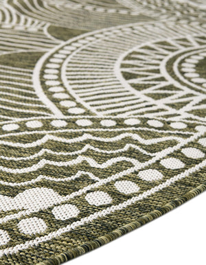 Green 10' x 10' Outdoor Traditional Round Area Rug Weather Resistant for Patio, Deck, Terrace, Balcony, Porch Classical Design Outside Carpet for Sale at Rug Engine