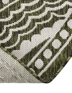 Green 10' x 10' Outdoor Traditional Round Area Rug Weather Resistant for Patio, Deck, Terrace, Balcony, Porch Classical Design Outside Carpet for Sale at Rug Engine