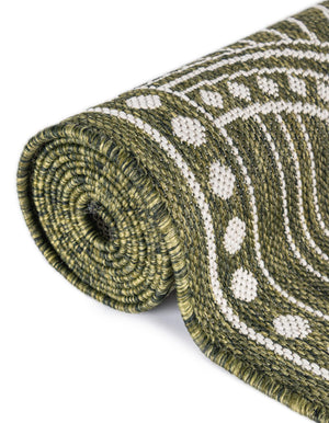 Green 10' x 10' Outdoor Traditional Round Area Rug Weather Resistant for Patio, Deck, Terrace, Balcony, Porch Classical Design Outside Carpet for Sale at Rug Engine