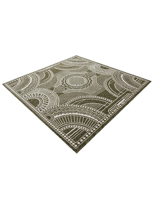 Green 7' 10 x 7' 10 Outdoor Traditional Square Area Rug Weather Resistant for Patio, Deck, Terrace, Balcony, Porch Classical Design Outside Carpet for Sale at Rug Engine