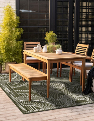 Green 7' 10 x 7' 10 Outdoor Traditional Square Area Rug Weather Resistant for Patio, Deck, Terrace, Balcony, Porch Classical Design Outside Carpet for Sale at Rug Engine