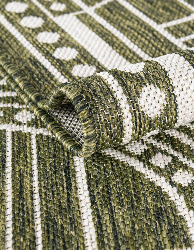 Green 7' 10 x 7' 10 Outdoor Traditional Square Area Rug Weather Resistant for Patio, Deck, Terrace, Balcony, Porch Classical Design Outside Carpet for Sale at Rug Engine