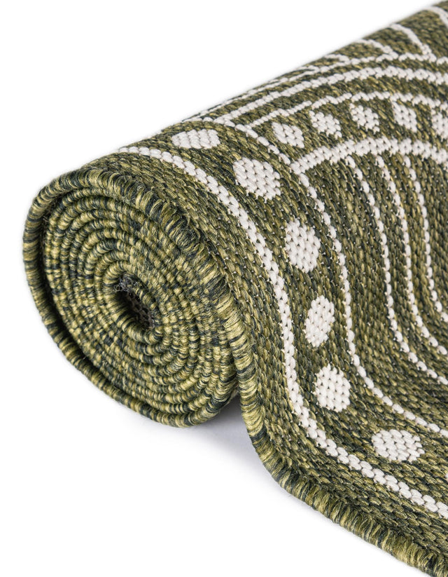 Green 7' 10 x 7' 10 Outdoor Traditional Square Area Rug Weather Resistant for Patio, Deck, Terrace, Balcony, Porch Classical Design Outside Carpet for Sale at Rug Engine