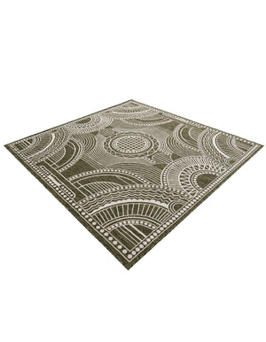 Green 7' 10 x 7' 10 Outdoor Traditional Square Area Rug Weather Resistant for Patio, Deck, Terrace, Balcony, Porch Classical Design Outside Carpet for Sale at Rug Engine