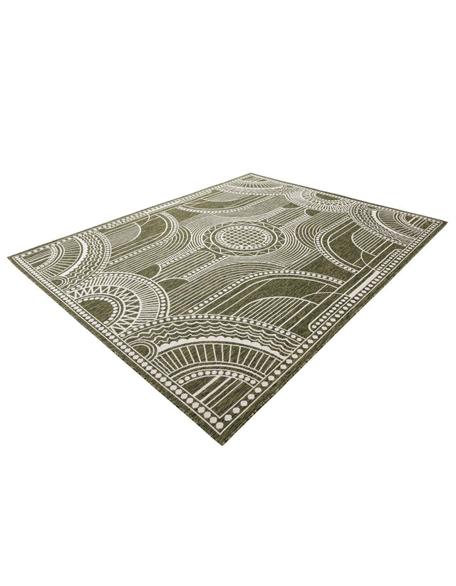 Green 7' 10 x 10' Outdoor Traditional Rectangle Area Rug Weather Resistant for Patio, Deck, Terrace, Balcony, Porch Classical Design Outside Carpet for Sale at Rug Engine