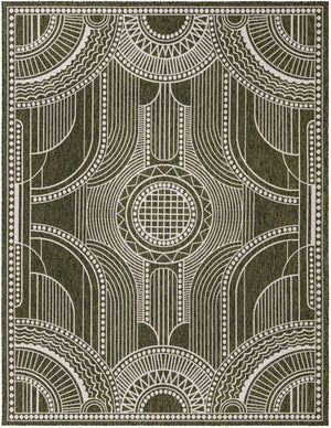 Green 7' 10 x 10' Outdoor Traditional Rectangle Area Rug Weather Resistant for Patio, Deck, Terrace, Balcony, Porch Classical Design Outside Carpet for Sale at Rug Engine