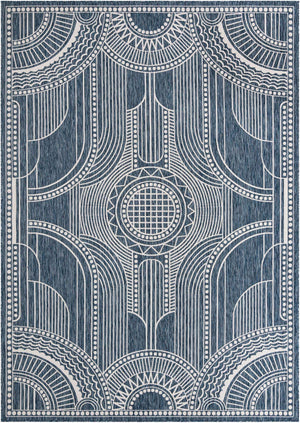 Blue 10' x 14' 1 Outdoor Traditional Rectangle Area Rug Weather Resistant for Patio, Deck, Terrace, Balcony, Porch Classical Design Outside Carpet for Sale at Rug Engine