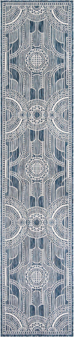 Blue 2' 7 x 12' Outdoor Traditional Runner Area Rug Weather Resistant for Patio, Deck, Terrace, Balcony, Porch Classical Design Outside Carpet for Sale at Rug Engine