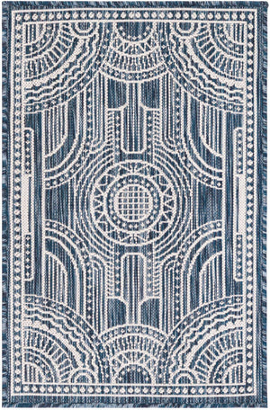 Blue 2' x 3' 1 Outdoor Traditional Rectangle Area Rug Weather Resistant for Patio, Deck, Terrace, Balcony, Porch Classical Design Outside Carpet for Sale at Rug Engine
