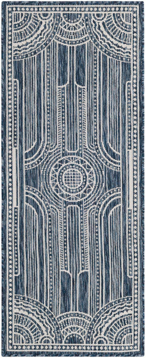 Blue 2' x 5' 3 Outdoor Traditional Runner Area Rug Weather Resistant for Patio, Deck, Terrace, Balcony, Porch Classical Design Outside Carpet for Sale at Rug Engine