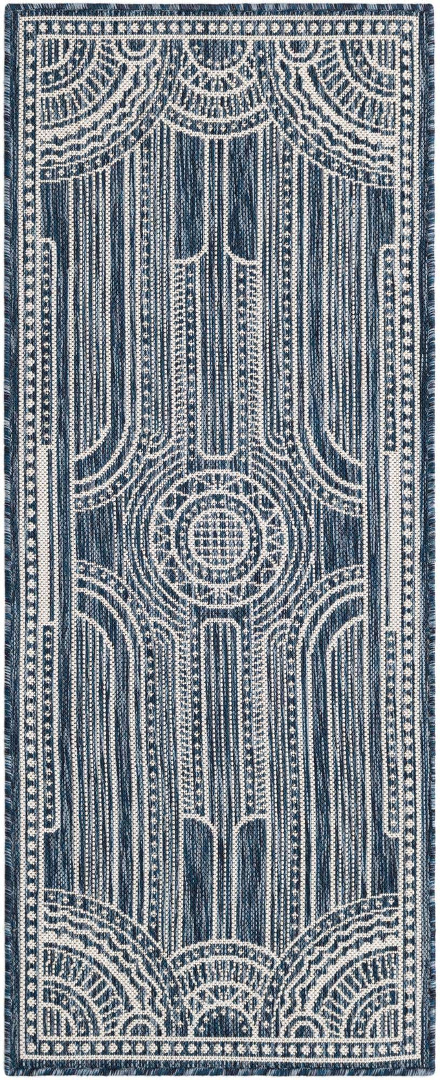 Blue 2' x 5' 3 Outdoor Traditional Runner Area Rug Weather Resistant for Patio, Deck, Terrace, Balcony, Porch Classical Design Outside Carpet for Sale at Rug Engine