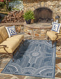 Blue 2' x 3' 1 Outdoor Traditional Rectangle Area Rug Weather Resistant for Patio, Deck, Terrace, Balcony, Porch Classical Design Outside Carpet for Sale at Rug Engine