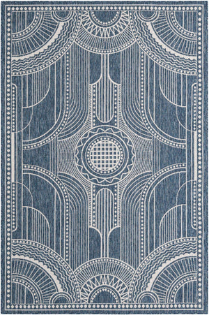 Blue 5' 3 x 8' Outdoor Traditional Rectangle Area Rug Weather Resistant for Patio, Deck, Terrace, Balcony, Porch Classical Design Outside Carpet for Sale at Rug Engine