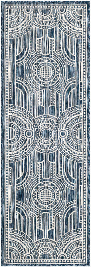 Blue 2' x 6' 1 Outdoor Traditional Runner Area Rug Weather Resistant for Patio, Deck, Terrace, Balcony, Porch Classical Design Outside Carpet for Sale at Rug Engine
