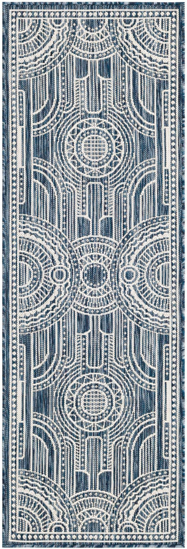 Blue 2' x 6' 1 Outdoor Traditional Runner Area Rug Weather Resistant for Patio, Deck, Terrace, Balcony, Porch Classical Design Outside Carpet for Sale at Rug Engine
