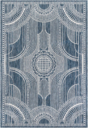 Blue 6' 1 x 9' Outdoor Traditional Rectangle Area Rug Weather Resistant for Patio, Deck, Terrace, Balcony, Porch Classical Design Outside Carpet for Sale at Rug Engine