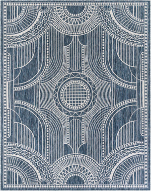 Blue 7' 10 x 10' Outdoor Traditional Rectangle Area Rug Weather Resistant for Patio, Deck, Terrace, Balcony, Porch Classical Design Outside Carpet for Sale at Rug Engine