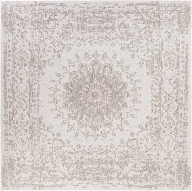 Gray 10' x 10' Outdoor Traditional Square Area Rug Weather Resistant for Patio, Deck, Terrace, Balcony, Porch Classical Design Outside Carpet for Sale at Rug Engine