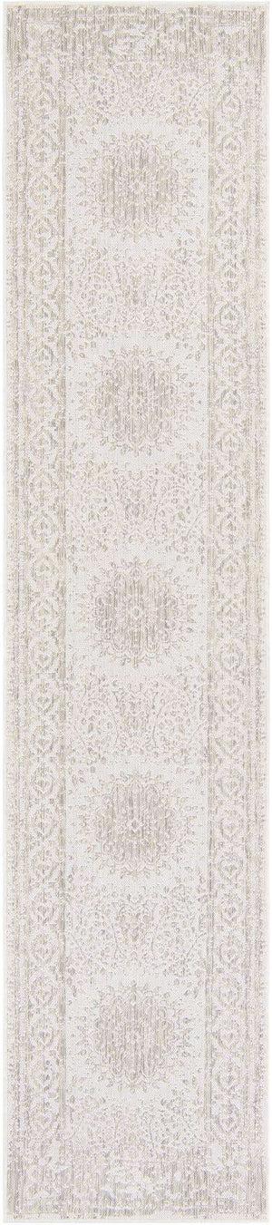 Gray 2' 7 x 12' Outdoor Traditional Runner Area Rug Weather Resistant for Patio, Deck, Terrace, Balcony, Porch Classical Design Outside Carpet for Sale at Rug Engine