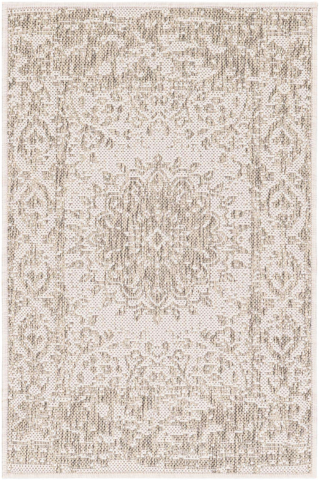 Gray 2' x 3' 1 Outdoor Traditional Rectangle Area Rug Weather Resistant for Patio, Deck, Terrace, Balcony, Porch Classical Design Outside Carpet for Sale at Rug Engine