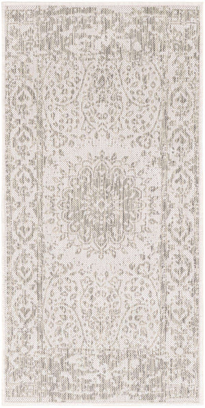 Gray 2' x 4' 1 Outdoor Traditional Runner Area Rug Weather Resistant for Patio, Deck, Terrace, Balcony, Porch Classical Design Outside Carpet for Sale at Rug Engine