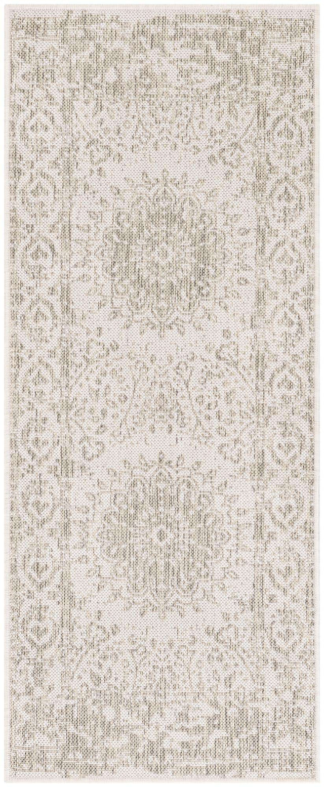 Gray 2' x 5' 3 Outdoor Traditional Runner Area Rug Weather Resistant for Patio, Deck, Terrace, Balcony, Porch Classical Design Outside Carpet for Sale at Rug Engine