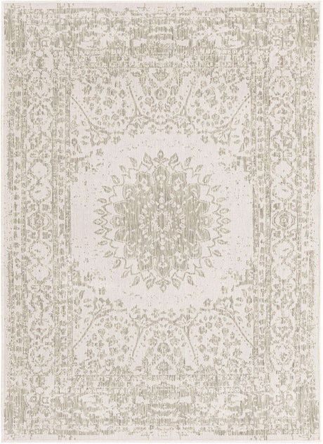 Gray 5' 3 x 7' 1 Outdoor Traditional Rectangle Area Rug Weather Resistant for Patio, Deck, Terrace, Balcony, Porch Classical Design Outside Carpet for Sale at Rug Engine