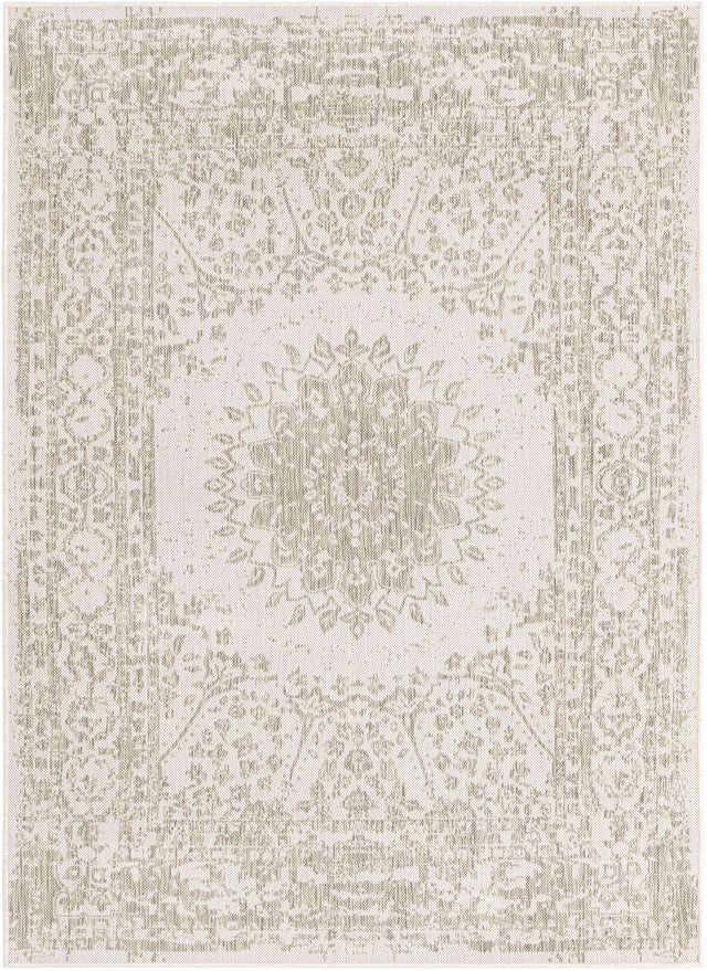 Gray 5' 3 x 7' 1 Outdoor Traditional Rectangle Area Rug Weather Resistant for Patio, Deck, Terrace, Balcony, Porch Classical Design Outside Carpet for Sale at Rug Engine