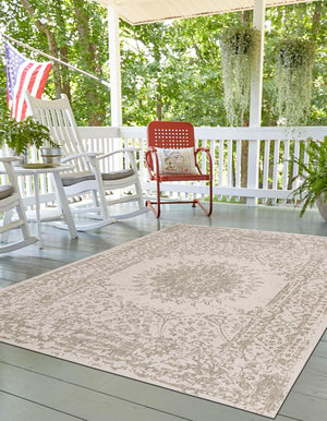 Gray 2' x 3' 1 Outdoor Traditional Rectangle Area Rug Weather Resistant for Patio, Deck, Terrace, Balcony, Porch Classical Design Outside Carpet for Sale at Rug Engine