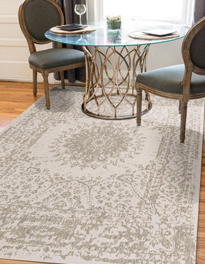 Gray 2' x 3' 1 Outdoor Traditional Rectangle Area Rug Weather Resistant for Patio, Deck, Terrace, Balcony, Porch Classical Design Outside Carpet for Sale at Rug Engine