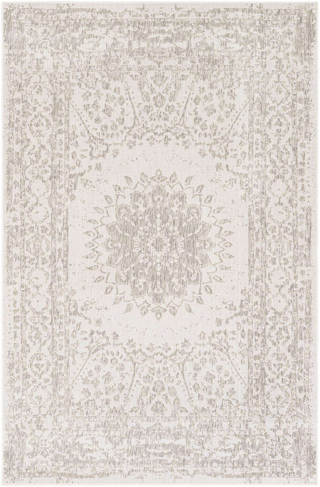 Gray 5' 3 x 8' Outdoor Traditional Rectangle Area Rug Weather Resistant for Patio, Deck, Terrace, Balcony, Porch Classical Design Outside Carpet for Sale at Rug Engine