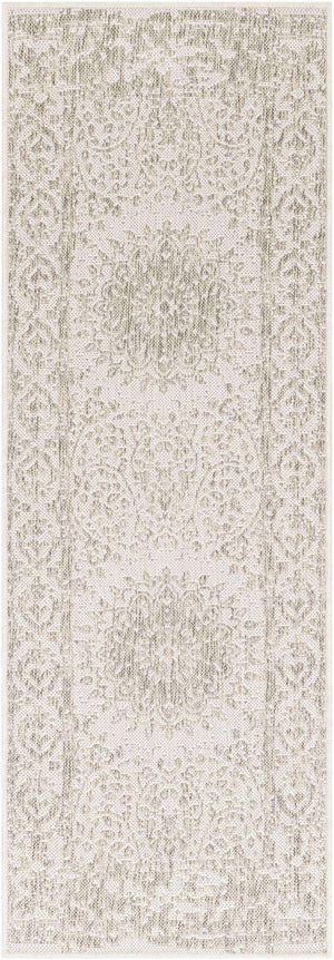 Gray 2' x 6' 1 Outdoor Traditional Runner Area Rug Weather Resistant for Patio, Deck, Terrace, Balcony, Porch Classical Design Outside Carpet for Sale at Rug Engine