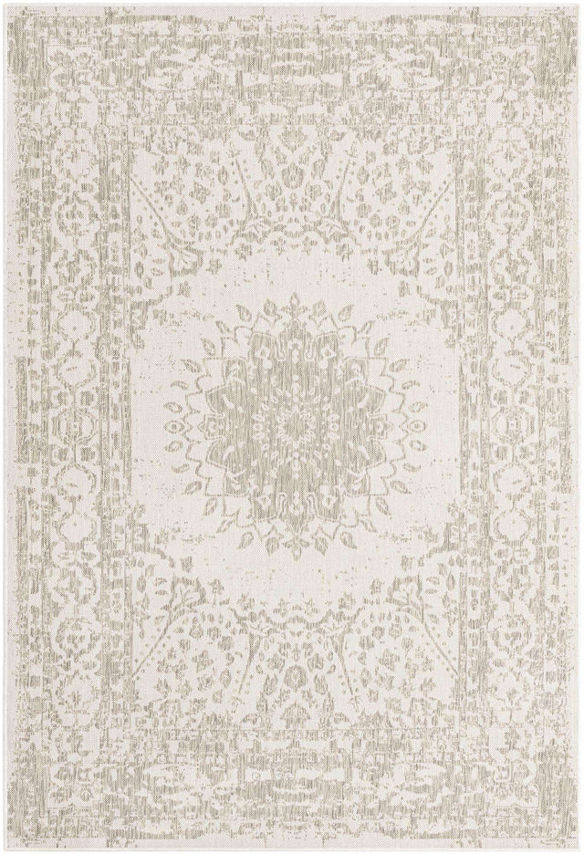 Gray 6' 1 x 9' Outdoor Traditional Rectangle Area Rug Weather Resistant for Patio, Deck, Terrace, Balcony, Porch Classical Design Outside Carpet for Sale at Rug Engine