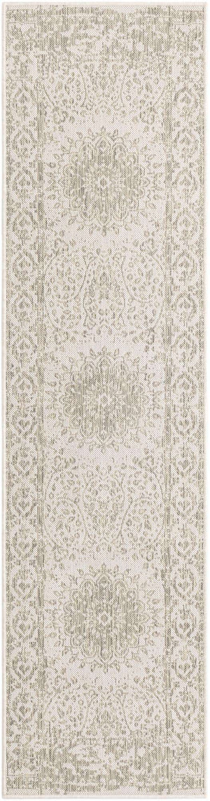 Gray 2' x 8' Outdoor Traditional Runner Area Rug Weather Resistant for Patio, Deck, Terrace, Balcony, Porch Classical Design Outside Carpet for Sale at Rug Engine