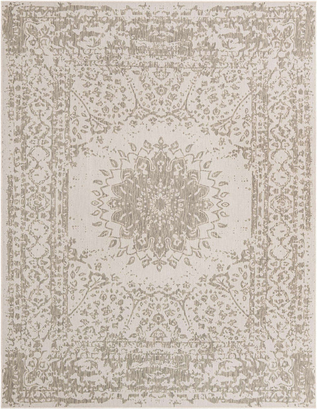 Gray 7' 10 x 10' Outdoor Traditional Rectangle Area Rug Weather Resistant for Patio, Deck, Terrace, Balcony, Porch Classical Design Outside Carpet for Sale at Rug Engine