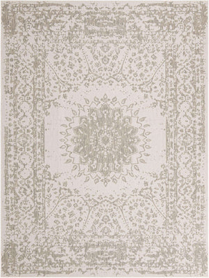 Gray 9' x 12' Outdoor Traditional Rectangle Area Rug Weather Resistant for Patio, Deck, Terrace, Balcony, Porch Classical Design Outside Carpet for Sale at Rug Engine