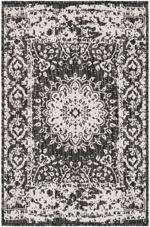 Black and White 2' x 3' 1 Outdoor Traditional Rectangle Area Rug Weather Resistant for Patio, Deck, Terrace, Balcony, Porch Classical Design Outside Carpet for Sale at Rug Engine