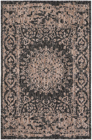 Black 2' x 3' 1 Outdoor Traditional Rectangle Area Rug Weather Resistant for Patio, Deck, Terrace, Balcony, Porch Classical Design Outside Carpet for Sale at Rug Engine