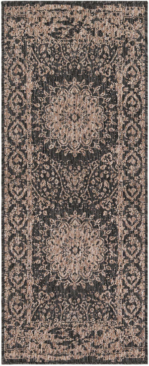 Black 2' x 5' 3 Outdoor Traditional Runner Area Rug Weather Resistant for Patio, Deck, Terrace, Balcony, Porch Classical Design Outside Carpet for Sale at Rug Engine