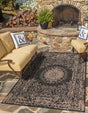 Black 2' x 3' 1 Outdoor Traditional Rectangle Area Rug Weather Resistant for Patio, Deck, Terrace, Balcony, Porch Classical Design Outside Carpet for Sale at Rug Engine