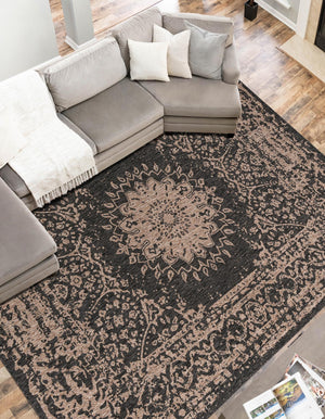 Black 10' x 14' 1 Outdoor Traditional Rectangle Area Rug Weather Resistant for Patio, Deck, Terrace, Balcony, Porch Classical Design Outside Carpet for Sale at Rug Engine