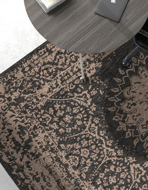 Black 5' 3 x 8' Outdoor Traditional Rectangle Area Rug Weather Resistant for Patio, Deck, Terrace, Balcony, Porch Classical Design Outside Carpet for Sale at Rug Engine