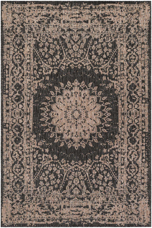 Black 5' 3 x 8' Outdoor Traditional Rectangle Area Rug Weather Resistant for Patio, Deck, Terrace, Balcony, Porch Classical Design Outside Carpet for Sale at Rug Engine