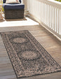Black 2' 7 x 12' Outdoor Traditional Runner Area Rug Weather Resistant for Patio, Deck, Terrace, Balcony, Porch Classical Design Outside Carpet for Sale at Rug Engine