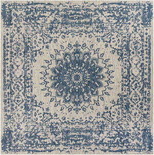 Blue 10' x 10' Outdoor Traditional Square Area Rug Weather Resistant for Patio, Deck, Terrace, Balcony, Porch Classical Design Outside Carpet for Sale at Rug Engine