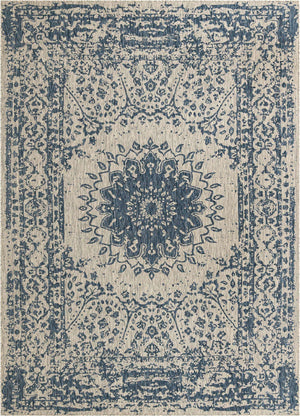 Blue 10' x 14' 1 Outdoor Traditional Rectangle Area Rug Weather Resistant for Patio, Deck, Terrace, Balcony, Porch Classical Design Outside Carpet for Sale at Rug Engine