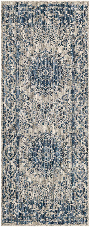 Blue 2' x 5' 3 Outdoor Traditional Runner Area Rug Weather Resistant for Patio, Deck, Terrace, Balcony, Porch Classical Design Outside Carpet for Sale at Rug Engine
