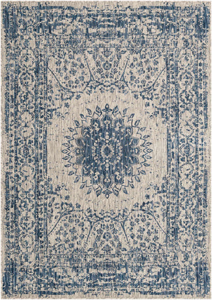 Blue 5' 3 x 7' 1 Outdoor Traditional Rectangle Area Rug Weather Resistant for Patio, Deck, Terrace, Balcony, Porch Classical Design Outside Carpet for Sale at Rug Engine